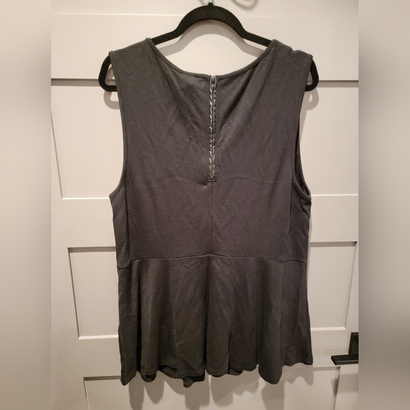 TORRID Mesh Inset & Faux Leather Peplum Top Size 2 - Picture 8 of 13